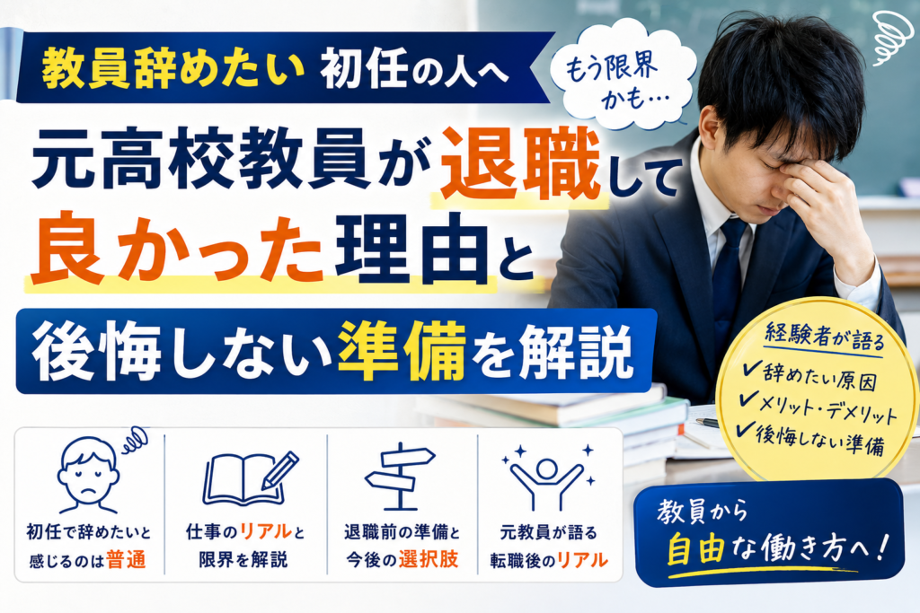 教員辞めたい初任の人へ｜元高校教員が退職して良かった理由と後悔しない準備を解説