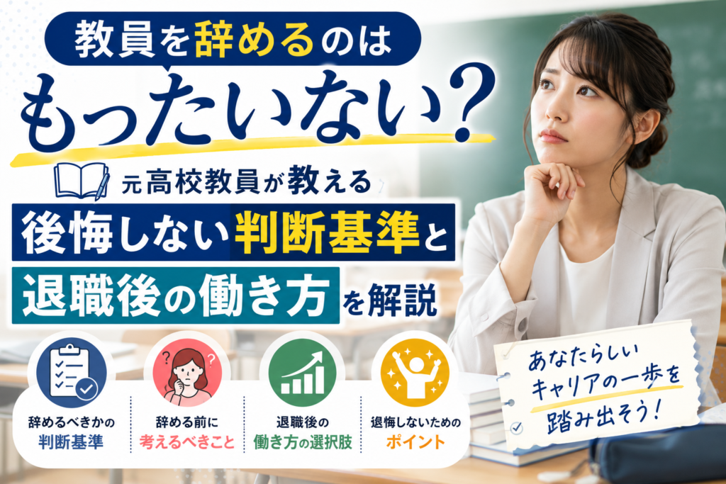教員を辞めるのはもったいない？元高校教員が後悔しない判断基準と退職後の働き方を解説