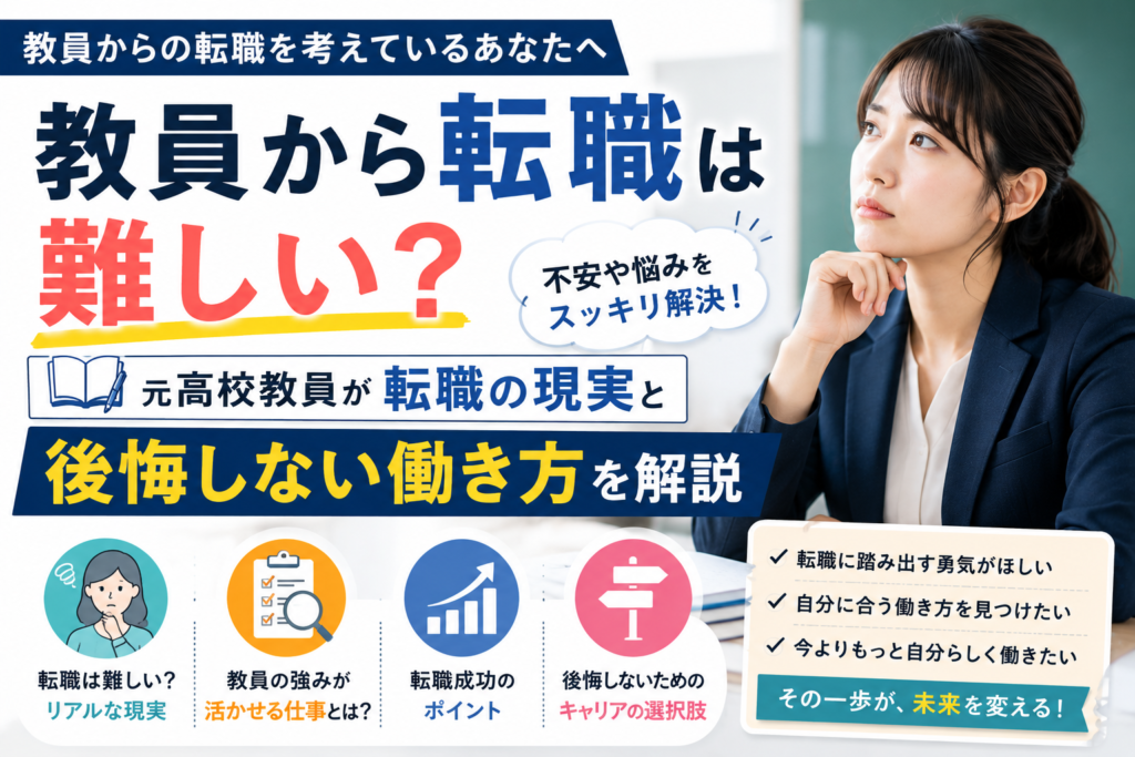 教員から転職は難しい？元高校教員が転職の現実と後悔しない働き方を解説