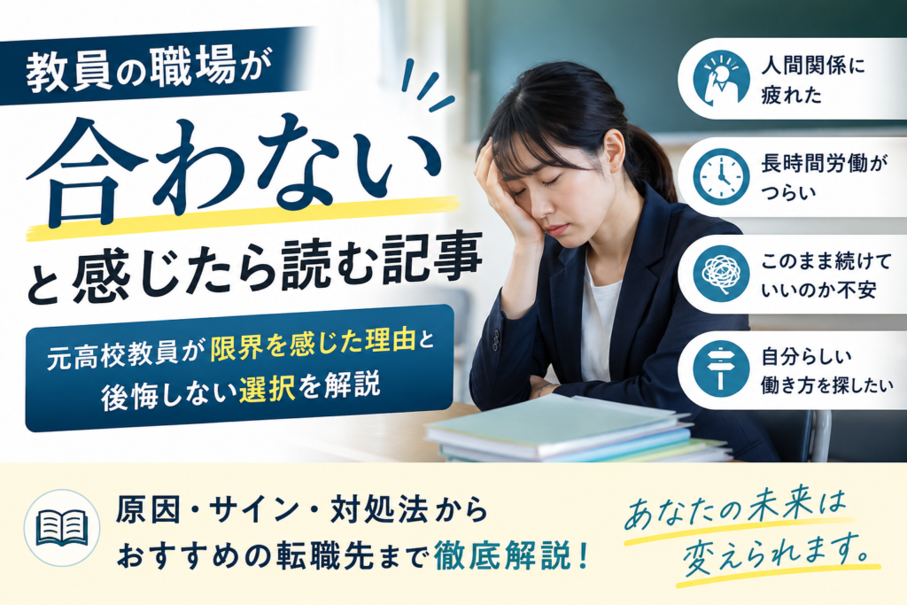 教員の職場が合わないと感じたら読む記事｜元高校教員が限界を感じた理由と後悔しない選択を解説