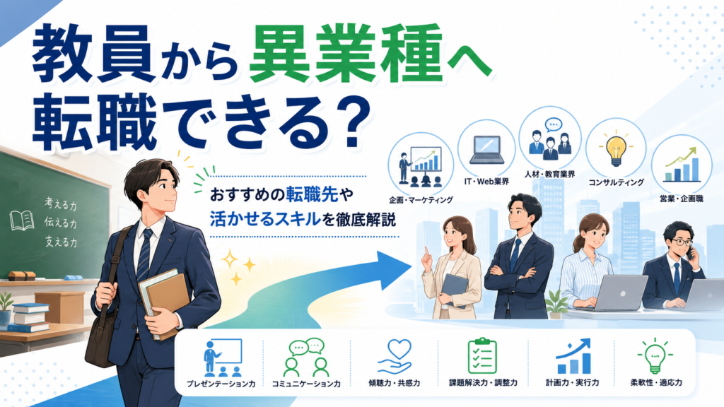 教員から異業種へ転職できる？おすすめの転職先や活かせるスキルを徹底解説