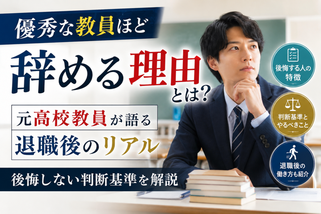 優秀な教員ほど辞める理由とは？元高校教員が退職後のリアルと後悔しない判断基準を解説